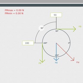 Beispielansicht des FMS Calculator zur Berechnung von Kraftaufnehmern.