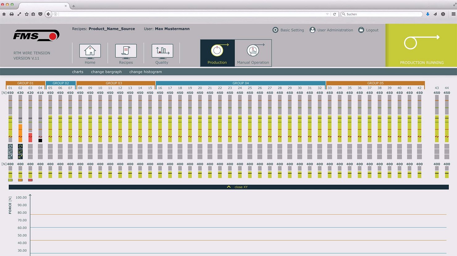 Einblick in die FMS Control-Center Software.